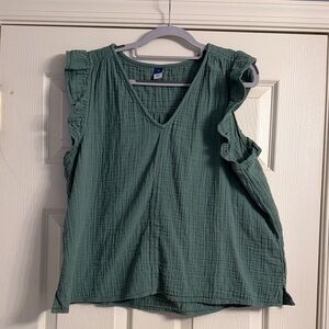 Old Navy Deep Green Ruffle Sleeve Blouse
